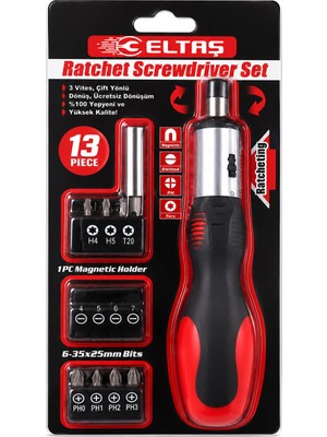 Go İthalat 13PCS Silikon Sap - Cr-V Cırcırlı Tornavida Bits Seti 3 Kademe - Çift Yönlü - Manyetik Uç Tutucu (5250)