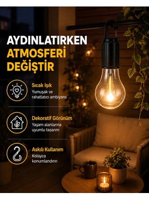 Epilons C Tipi Şarjlı Asılabilir Kamp Feneri