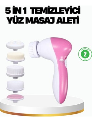 5’i 1 Arada Yüz Temizleme Cihazı – Masaj, Fırça, Peeling ve Krem Uygulama Aparatlı - Lisinya