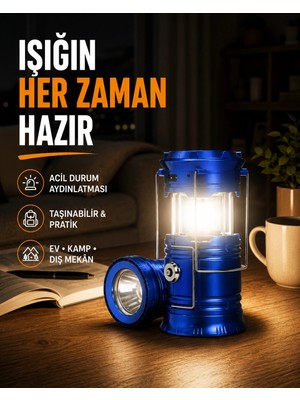 Epilons Güneş Enerjili Katlanabilir Kızaklı Kamp Feneri - USB Şarjlı, Çok Yönlü ve Dayanıklı Tasarım