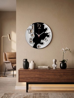 AA Ahşap Ahşap Duvar Saati Modern Geometrik Çift Renkli Mdf Salon ve Ofis Saati 40X40