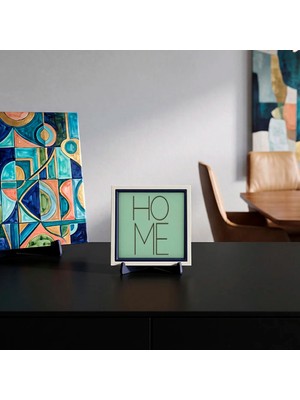 Miaju Yuva Sıcaklığını Estetikle Buluşturan Dikey Tipografili Home Yazılı Standlı Süs Eşyası 10X10 cm