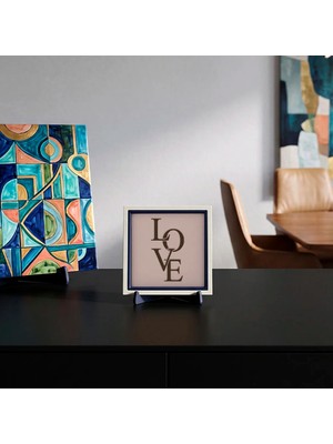 Miaju Love Yazılı Özgün Dekoratif Parça, Sevgililer Günü ve Özel Günler Için Kalıcı Hediye Seçeneği 10X10 cm