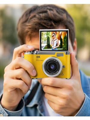 48 Mp 4K Dijital Kamera Flip Ekranlı Vlog Selfie Çekim Profesyonel Fotoğraf Makinesi