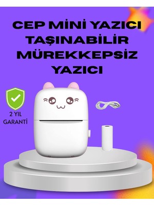 Kablosuz Mini Cep Yazıcısı Bluetooth Destekli 1200MAH Bataryalı