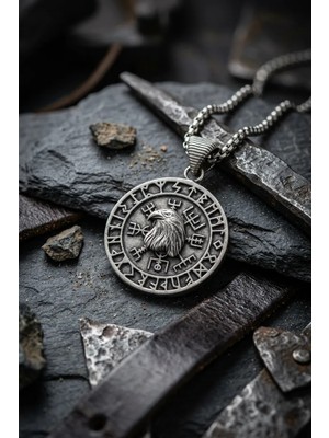 Begondio Kartal Vegvisir Pusula El İşçiliği Paslanmaz Çelik Zincir Erkek Kolye