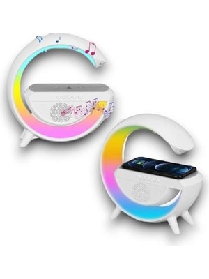 Google Dijital Kablosuz Şarj Özellikli Bluetooth Hoparlör Gece Lambası
