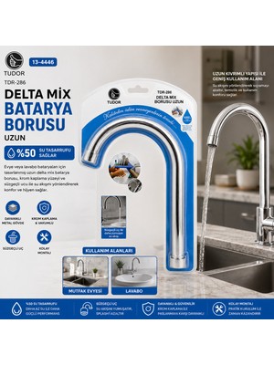 Go İthalat Kuğu Evye - Lavabo Uzun Delta Mix Batarya Borusu Krom Kaplama - Vakumlu - Süzgeçli Uç (5517)