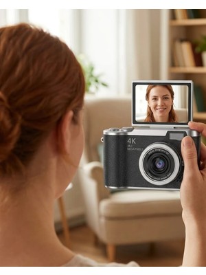 4K Video Çekim Özellikli Dijital Kamera 48 Mp 8x Zoom ve 180 Derece Döner Ekranlı