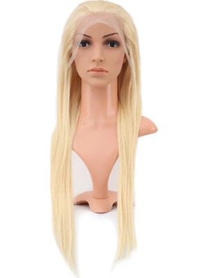 Meks Gerçek Front Lace Düz Platin Tül Peruk / 65/70CM