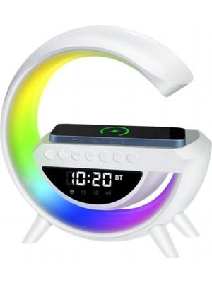 Rgb Gece Lambalı Kablosuz Şarj Cihazlı Bluetooth Hoparlör Dijital Saat