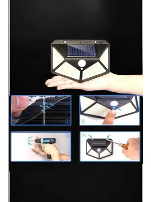 Güneş Enerjili Bahçe Aydınlatma Lambası Solar 100 LED Lamba