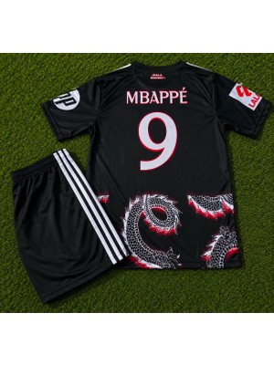 Candy Cup R.e.a.l'm.a.d.r.i.d'mbappe Siyah Dragon Desenli Çocuk Forması 2 Li Set