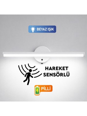 Hili Gold Sensörlü Yapışkanlı Kablosuz Pilli Gün Işığı LED Aplik