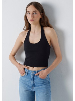 Mavi Halter Yaka Siyah Top 1620244-900