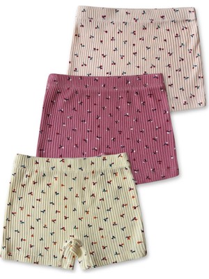 Panfilia %95 Pamuklu Kız Çocuk Boxer 3'lü Set / Külot / Iç Çamaşır
