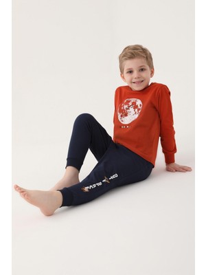 RolyPoly Roly Poly Premium Erkek Çocuk Moon Rahat Kalıp Pamuklu Uzun Kollu Paça Manşetli Pijama Takım