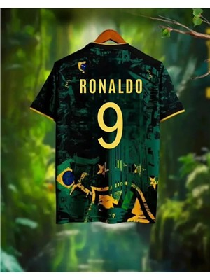 Gladsome Brezilya Ronaldo 9 Özel Tasarım Futbol Forması Yeşil