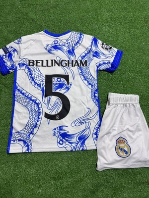 Gladsome Real Madrid Bellingham 5 Çocuk Özel Tasarım Futbol Forması Beyaz