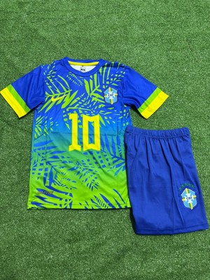 Gladsome Brezilya Neymar Jr. 10 Çocuk Futbol Forması Mavi