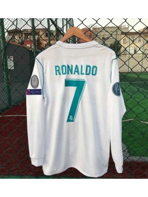 Gladsome Real Madrid Ronaldo 7 Futbol Forması Uzun Kol Beyaz