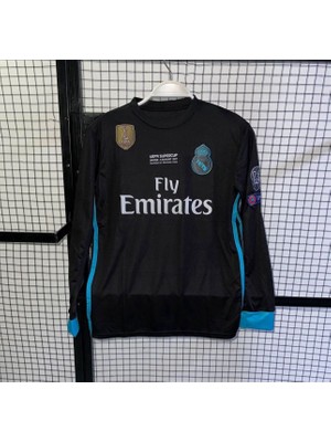 Gladsome Real Madrid Ronaldo 7 Retro Uzun Kol Futbol Forması Siyah
