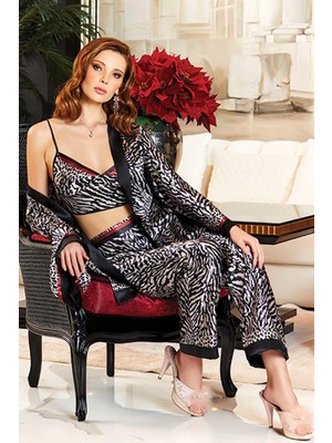Jeremi 3031 Kadın Saten Büstiyerli Pijama Takım