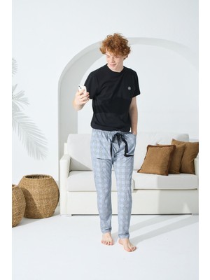 Kly 1014 Erkek 0 Yaka Kısa Kol Pijama Takım