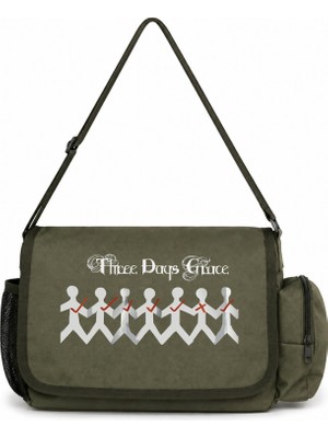 Sevbano Three Days Grace Rock Metal Müzik Grubu Baskılı Unisex Okul, Spor, Ofis Çok Amaçlı Postacı Çantası