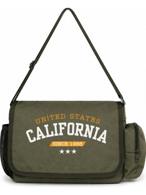 Sevbano California Baskılı Unisex Okul, Spor, Ofis Çok Amaçlı Postacı Çantası
