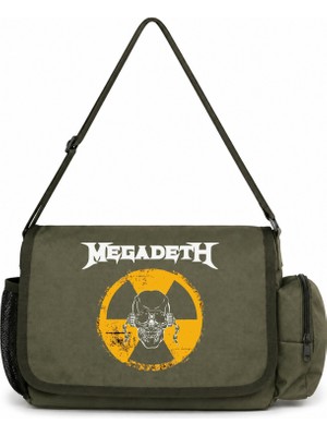Sevbano Megadeth Rock Metal Müzik Grubu Baskılı Unisex Okul, Spor, Ofis Çok Amaçlı Postacı Çantası