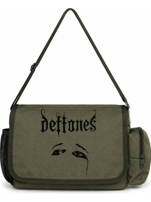 Sevbano Deftones Rock Metal Müzik Grubu Baskılı Unisex Okul, Spor, Ofis Çok Amaçlı Postacı Çantası