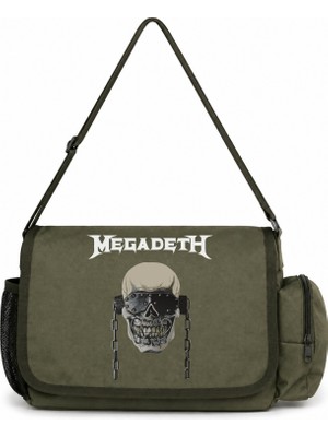 Sevbano Megadeth Rock Metal Müzik Grubu Baskılı Unisex Okul, Spor, Ofis Çok Amaçlı Postacı Çantası