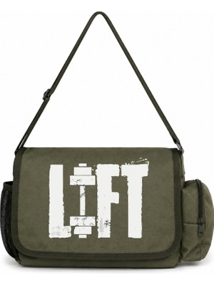 Sevbano Lift Sporcu Bodybuilding Fitness Baskılı Unisex Okul, Spor, Ofis Çok Amaçlı Postacı Çantası