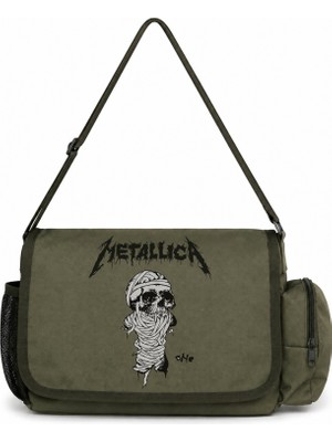 Sevbano Metallica Rock Metal Müzik Grubu Baskılı Unisex Okul, Spor, Ofis Çok Amaçlı Postacı Çantası
