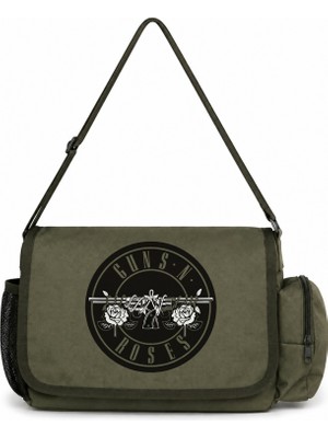 Sevbano Guns N' Roses Rock Metal Müzik Grubu Baskılı Unisex Okul, Spor, Ofis Çok Amaçlı Postacı Çantası