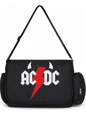 Sevbano Ac Dc Rock Metal Müzik Grubu Baskılı Unisex Okul, Spor, Ofis Çok Amaçlı Postacı Çantası