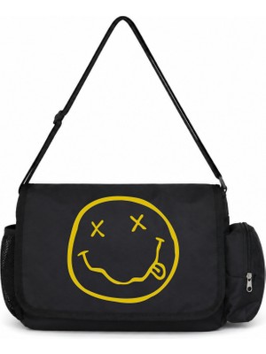 Sevbano Nirvana Rock Metal Müzik Grubu Baskılı Unisex Okul, Spor, Ofis Çok Amaçlı Postacı Çantası