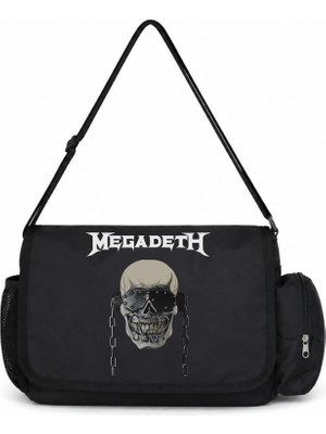 Sevbano Megadeth Rock Metal Müzik Grubu Baskılı Unisex Okul, Spor, Ofis Çok Amaçlı Postacı Çantası