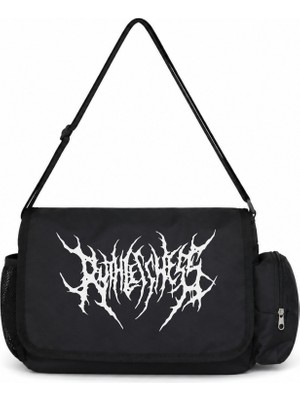 Sevbano Gothic Punk Müzik Baskılı Unisex Okul, Spor, Ofis Çok Amaçlı Postacı Çantası