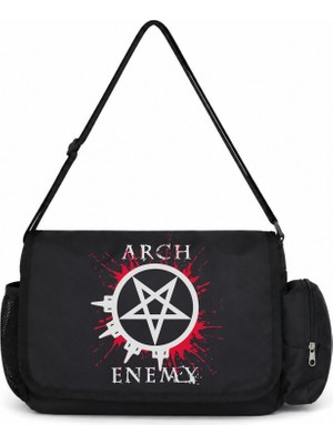 Sevbano Arch Enemy Rock Metal Müzik Grubu Baskılı Unisex Okul, Spor, Ofis Çok Amaçlı Postacı Çantası