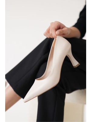 Alexandra Premium Kadın Bej Stiletto