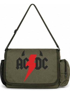 Sevbano Ac Dc Rock Metal Müzik Grubu Baskılı Unisex Okul, Spor, Ofis Çok Amaçlı Postacı Çantası