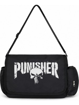 Sevbano Punisher Dizi Baskılı Unisex Okul, Spor, Ofis Çok Amaçlı Postacı Çantası