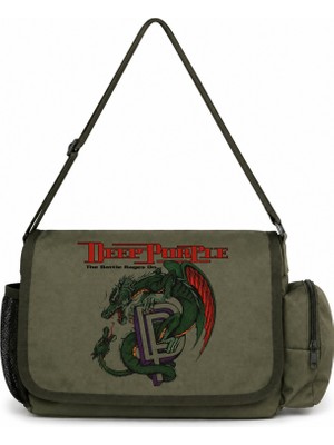 Sevbano Deep Purple Rock Metal Müzik Grubu Baskılı Unisex Okul, Spor, Ofis Çok Amaçlı Postacı Çantası