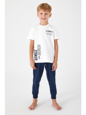 RolyPoly Roly Poly Erkek Çocuk Yazılı Kısa Kol Paça Lastikli Rahat Pijama Takım