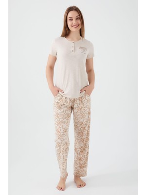 Pierre Cardin 8521 Tropical Vibes Kadın Kısa Kol Pijama Takım