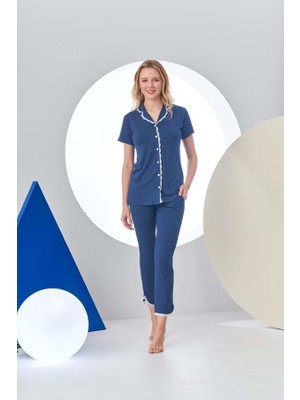 Pjs 24203 Kadın Puanlı Düğmeli Pijama Takım