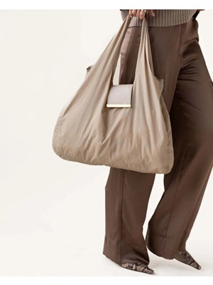 Rivina Pocket Fold Charm Olabilen Su Geçirmez Charm Detay Katlanabilir Tote Çanta