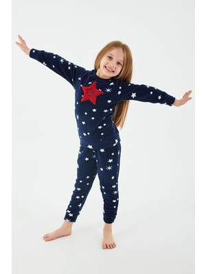 Arnetta 2271 Shine Lacivert Kız Çocuk Uzun Kol Pijama Takım